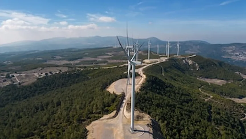 Turkey wind farm coastal aerial